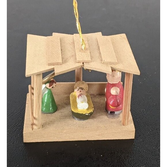 Vintage Wooden Nativity Ornament Baby Jesus Mary Joseph Angel Christmas - Picture 3 of 9